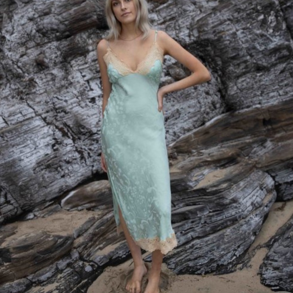 NWT! Spell & The Gypsy Ocean Lace Slip Dress Seafoam
